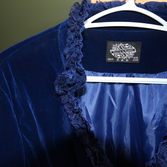 Beautiful blue military dress jacket with lace and tails! Size 14 - Picture 4 of 8